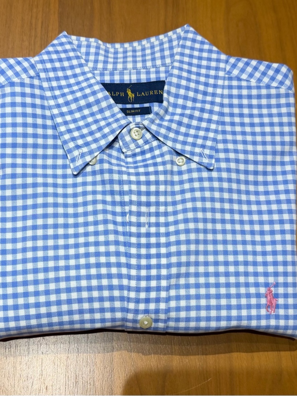 Ralph Lauren Blue and White Gingham Button-Down Shirt